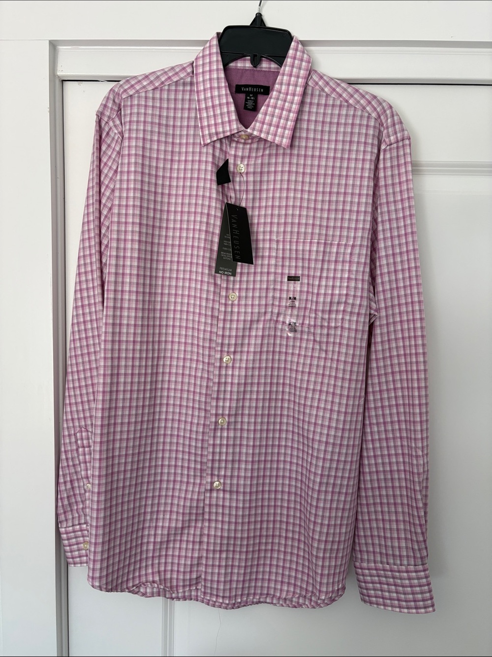 Van Heusen Men's Pink Plaid Dress Shirt